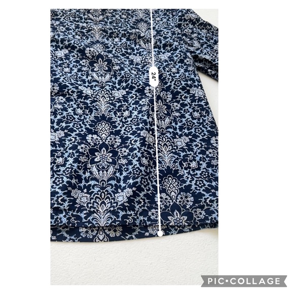 J.CREW  Size 8 Double Ruffle Sleeve Floral Print Top Blue Cotton Blouse - Picture 8 of 10